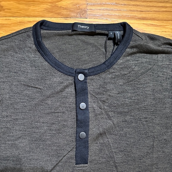 Theory - Men’s Ringer Snap Henley - Olive - Size Small - NEW! - Picture 2 of 7